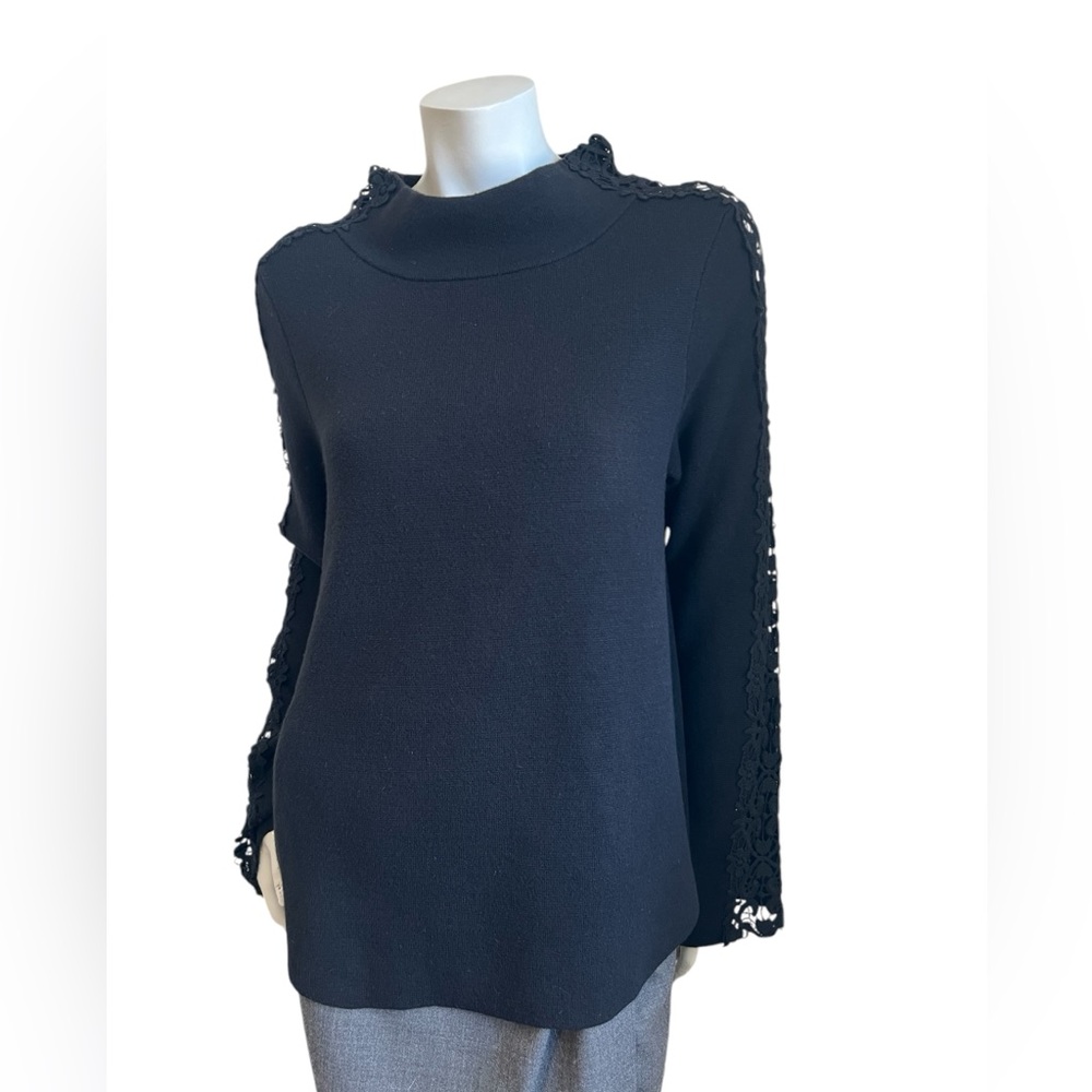 Anthropologie Knitted & Knotted Size Large Black Mock Turtleneck Sweater